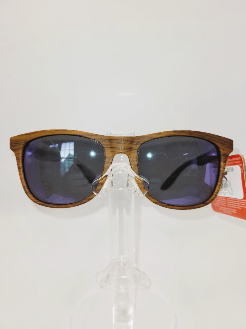 Foster Gran Wood Grain Pattern Sunglasses with Mirror Lenses